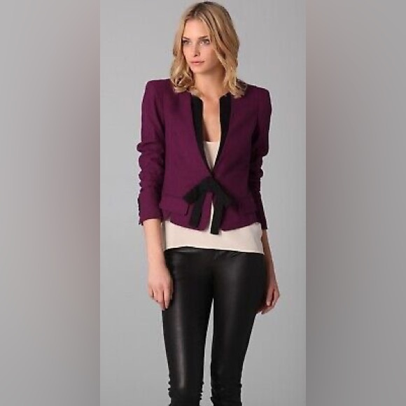 •ROBERT RODRIGUEZ• Berry Short Bow Jacket Blazer Lined - Size 4 - Picture 2 of 9